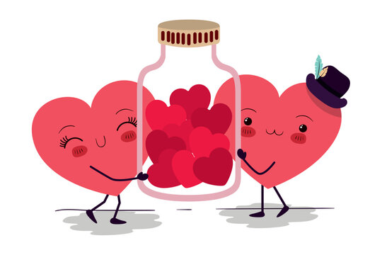 Happy valentines heart cartoons vector design