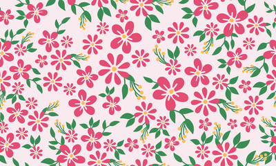 Seamless floral pattern with abstract leaf flower.