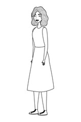 Cute woman cartoon drawing vector design