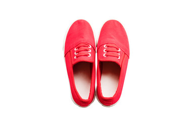 A pair of Red canvas shoes isolated on white