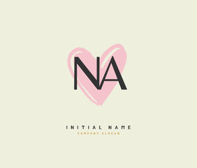 N A NA Beauty vector initial logo, handwriting logo of initial signature, wedding, fashion, jewerly, boutique, floral and botanical with creative template for any company or business.