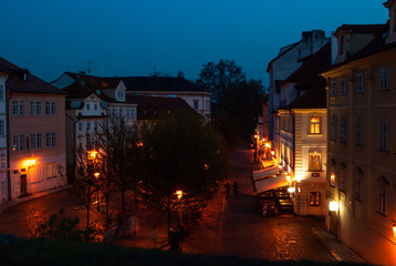 Certovka river, Charles bridge, Vltava. Prague, Czech