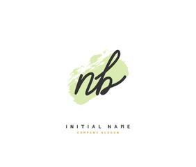 N B NB Beauty vector initial logo, handwriting logo of initial signature, wedding, fashion, jewerly, boutique, floral and botanical with creative template for any company or business.