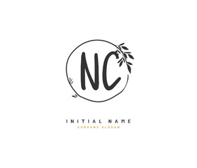 N C NC Beauty vector initial logo, handwriting logo of initial signature, wedding, fashion, jewerly, boutique, floral and botanical with creative template for any company or business.