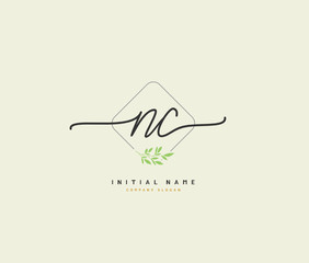 N C NC Beauty vector initial logo, handwriting logo of initial signature, wedding, fashion, jewerly, boutique, floral and botanical with creative template for any company or business.