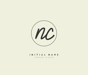 N C NC Beauty vector initial logo, handwriting logo of initial signature, wedding, fashion, jewerly, boutique, floral and botanical with creative template for any company or business.