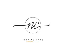 N C NC Beauty vector initial logo, handwriting logo of initial signature, wedding, fashion, jewerly, boutique, floral and botanical with creative template for any company or business.