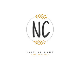 N C NC Beauty vector initial logo, handwriting logo of initial signature, wedding, fashion, jewerly, boutique, floral and botanical with creative template for any company or business.