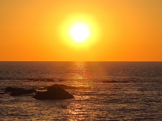 sunset at the sea in Maitencillo beach, central coast of Chile