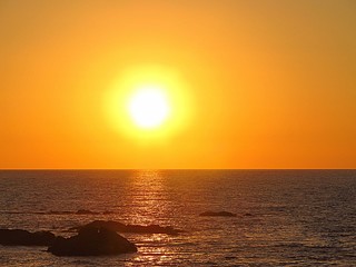 sunset at the sea in Maitencillo beach, central coast of Chile