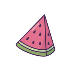 fresh fruit slice watermelon icon on white background