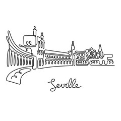 Seville, Spain. Continuous line vector illustration.