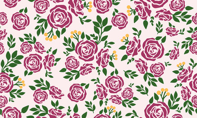 Fototapeta na wymiar Seamless vintage bright magenta floral pattern background.