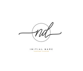 N D ND Beauty vector initial logo, handwriting logo of initial signature, wedding, fashion, jewerly, boutique, floral and botanical with creative template for any company or business.