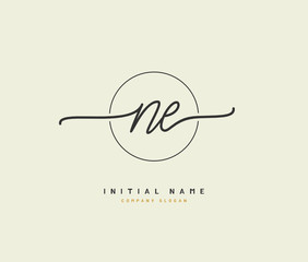 N E NE Beauty vector initial logo, handwriting logo of initial signature, wedding, fashion, jewerly, boutique, floral and botanical with creative template for any company or business.