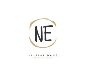 N E NE Beauty vector initial logo, handwriting logo of initial signature, wedding, fashion, jewerly, boutique, floral and botanical with creative template for any company or business.