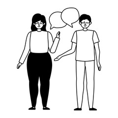 Couple with communication bubble vector design