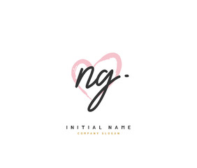 N G NG Beauty vector initial logo, handwriting logo of initial signature, wedding, fashion, jewerly, boutique, floral and botanical with creative template for any company or business.