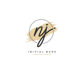 N J NJ Beauty vector initial logo, handwriting logo of initial signature, wedding, fashion, jewerly, boutique, floral and botanical with creative template for any company or business.