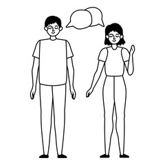 Couple with communication bubble vector design