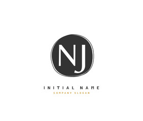 N J NJ Beauty vector initial logo, handwriting logo of initial signature, wedding, fashion, jewerly, boutique, floral and botanical with creative template for any company or business.