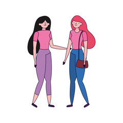 two women together friends characters