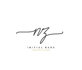 N Z NZ Beauty vector initial logo, handwriting logo of initial signature, wedding, fashion, jewerly, boutique, floral and botanical with creative template for any company or business.