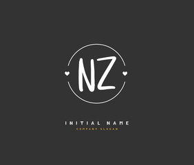 N Z NZ Beauty vector initial logo, handwriting logo of initial signature, wedding, fashion, jewerly, boutique, floral and botanical with creative template for any company or business.