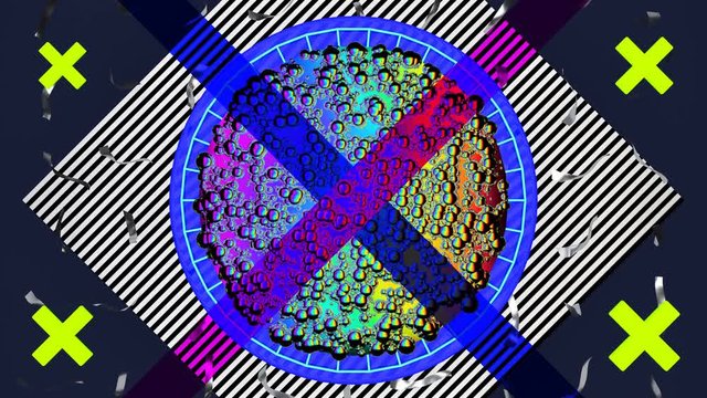 Modern abstract composition with geometric and collage elements. 3d video art. Seamless loop footage. Trendy design