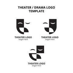set of theater mask actor logo template vector icon element