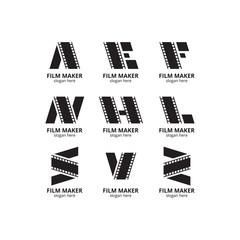 set of letter in film maker logo template - obrazy, fototapety, plakaty