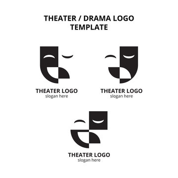 Set Of Theater Mask Actor Logo Template Vector Icon Element