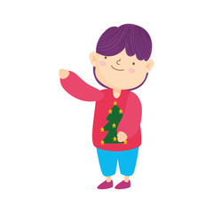 merry christmas little boy with ugly sweater
