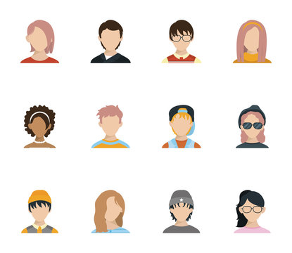 Isolated men and women heads set vector design
