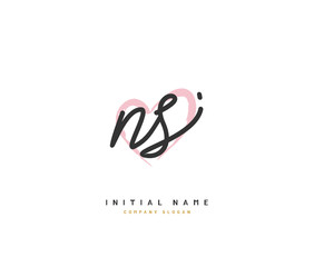 N S NS Beauty vector initial logo, handwriting logo of initial signature, wedding, fashion, jewerly, boutique, floral and botanical with creative template for any company or business.