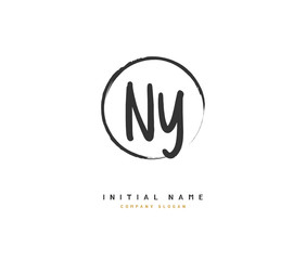 N Y NY Beauty vector initial logo, handwriting logo of initial signature, wedding, fashion, jewerly, boutique, floral and botanical with creative template for any company or business.
