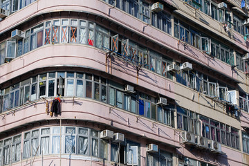 Fototapeta na wymiar Residential buildings in Yaumatei, Hong Kong
