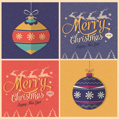 vector pictures - christmas card with balls 