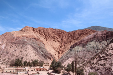 Aerial view of the village of Purmamarca, Argentina