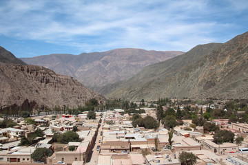 Aerial view of the village of Purmamarca, Argentina