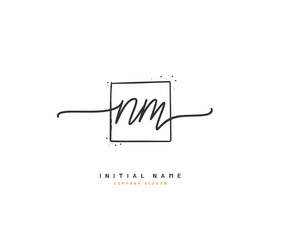 N M NM Beauty vector initial logo, handwriting logo of initial signature, wedding, fashion, jewerly, boutique, floral and botanical with creative template for any company or business.