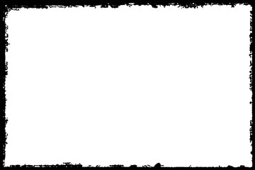 Black frame hand drawn on white background. Paint strokes with a dry brush