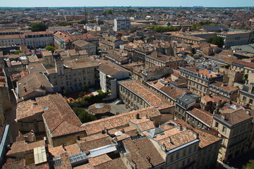 Obraz premium View from the tower Pey-Berland of the Cathedral Saint-Andre on the historical centre of Bordeaux,France