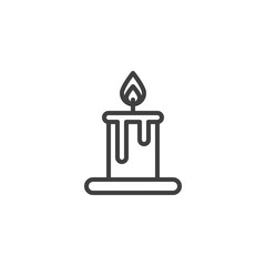 Candle light burn line icon. linear style sign for mobile concept and web design. Candle with burning candle wick outline vector icon. Symbol, logo illustration. Vector graphics