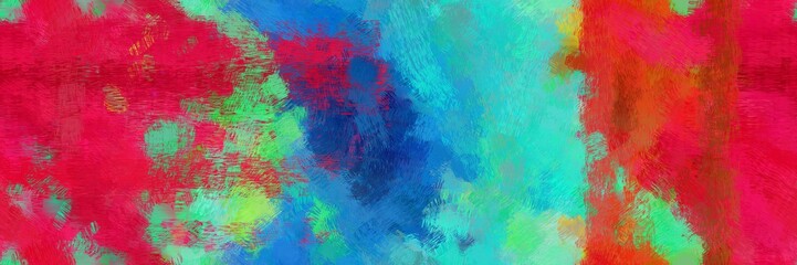 Obraz premium background illustration paint brushed with light sea green, crimson and medium aqua marine color