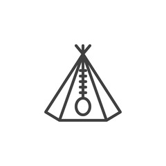 Teepee, tent line icon. Wigwam linear style sign for mobile concept and web design. Camping tent, shelter outline vector icon. Symbol, logo illustration. Vector graphics © alekseyvanin