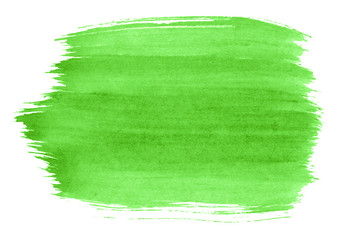 Watercolor green background with clear borders and divorces. Watercolor brush stains. With copy space for text.