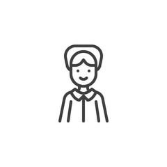 Happy Pilgrim woman line icon. linear style sign for mobile concept and web design. Thanksgiving Pilgrim woman outline vector icon. Symbol, logo illustration. Vector graphics