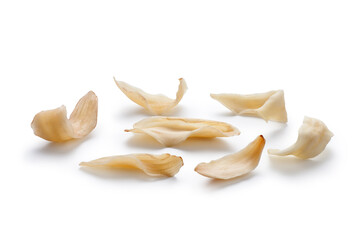 Dried lily bulbs isolate on white background. Chinese herbal medicine.