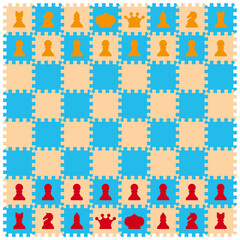 Vector foam baby kids play mat chess puzzle Isolated on white background.